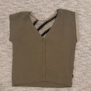 Vintage Segue Button Front Sweater Vest Abstract Stripe Size Medium